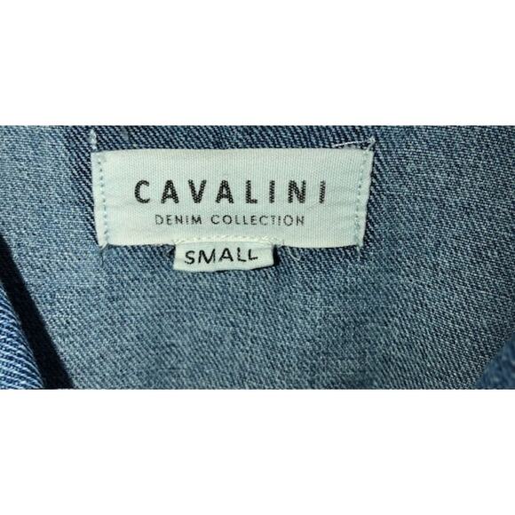 Cavalini Floral Patch Embroidery Medium Wash Denim Jean Jacket - Size SMALL - Picture 7 of 8